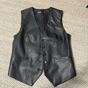 Zara Black Faux Leather Vest